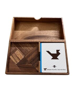 Monkey Pod Games Wooden Tangram Puzzle Set with Storage Box & 50 Challenge Cards